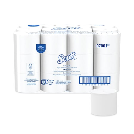 Scott Essential, Coreless, 2 Ply, 800 Sheets, White, 36 PK 07001